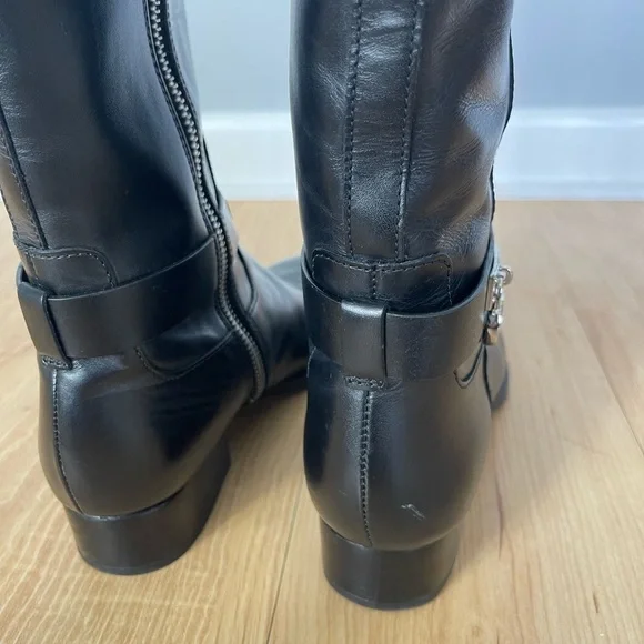 michael KORS Ryan Leather Black Riding Knee Boots - Picture 8 of 14